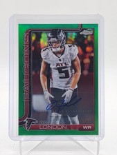 DRAKE LONDON 2025 TOPPS CHROME AUTO GREEN REFRACTOR /99 #BA-DL FALCONS Q6563