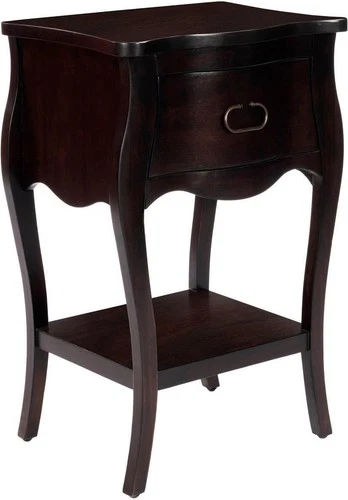 Elegant Chocolate Brown Scalloped Nightstand - Picture 1 of 5