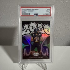 2020 Panini Certified Justin Herbert #JH Graffiti Rookie Card RC PSA 9. rookie card picture