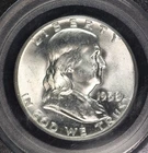 Franklin Silver Half Dollar 1958 P. PCGS MS-64 FBL Blast White Lot 9064-579-0389