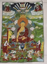 36" Tibet Tibetan Cloth Silk Buddhism Shakyamuni Buddha Tangka Thangka 223