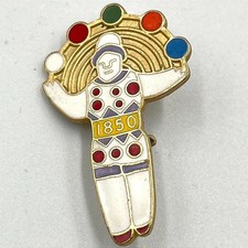 Vintage 80s Colorful Juggler Circus Pin Enamel Gold Tone 1850 Novelty Brooch
