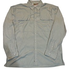 Howler Brothers Pescador Button Down Pearl Snap Shirt Mens XL Blue White Fishing