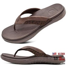 Mens Flip Flop Open Toe Athletic Straps Orthotic Summer Plantar 12 Brown