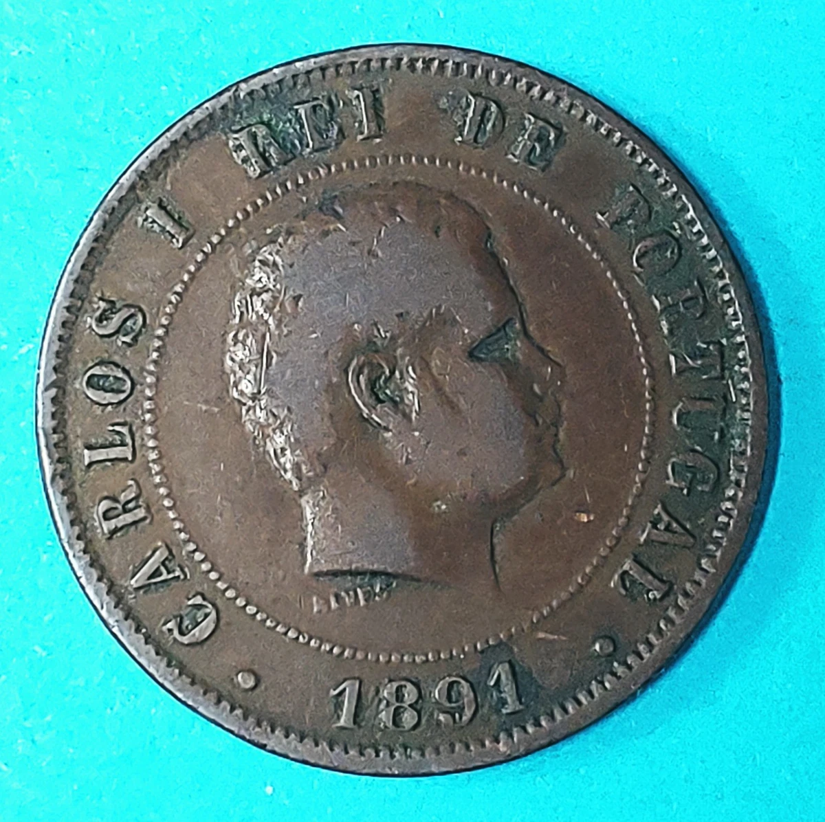 ポルトガル 500レイス銀貨☆1891年／カルロス1世／準未使用・極美品