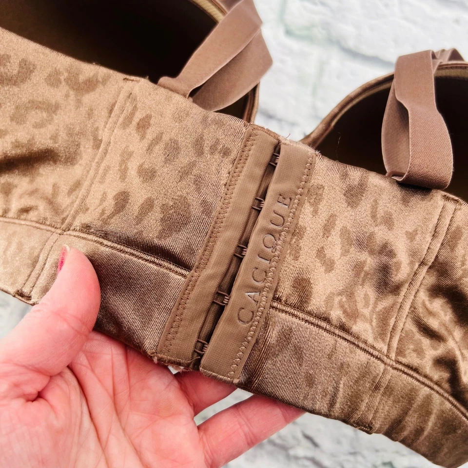 Cacique 40DDD Taupe Leopard Print Comfort Bliss Full Coverage Convertible Strap - Image 3 of 4