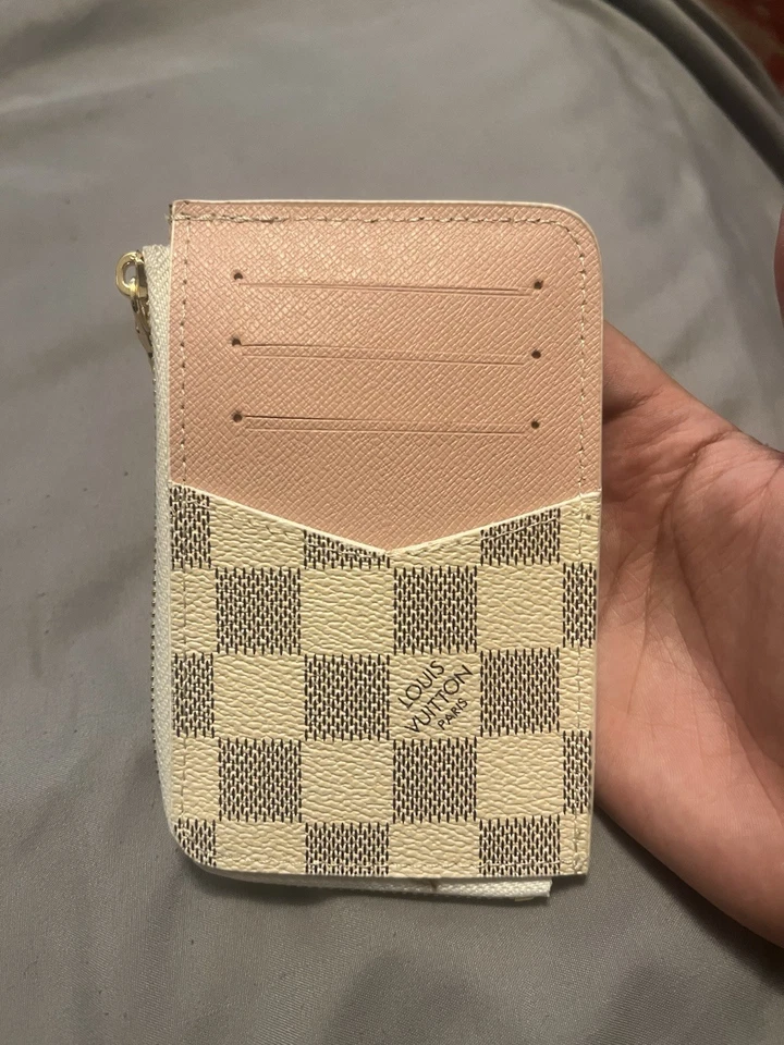 Cartera de Diseñador Rosa y Blanco con Cremallera Dorada Diseño Estampado a Cuadros V1 Foto 4 de 4