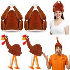 4 Pcs Thanksgiving Turkey Hats with Legs