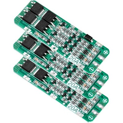 3 Stück Ladegerät PCB BMS Schutzplatine für 3S 20A Li-Ion Lithium Akku 12,6V