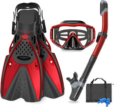 Mask Fins Snorkeling Gear for Adults Men Women, Panoramic View Diving Mask, Anti