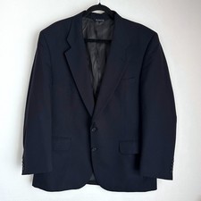 Vintage Burberrys Pure Wool Blazer Jacket Two Button USA Union Dark Blue 42R