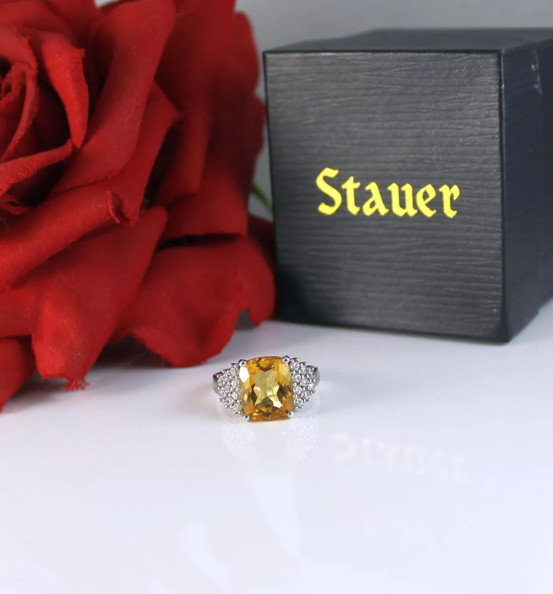 Sterling Silver Stauer Citrine Sizzle 4.74g Ring Size 8 CAT RESCUE