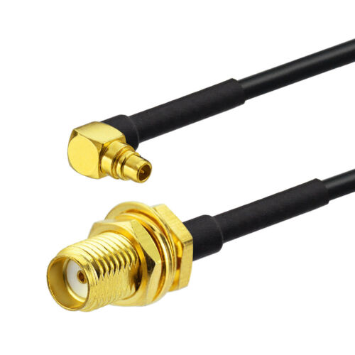 MMCX Male Right Angle to SMA Female Bulkhead Mount RG174 Cable 20cm for Wireless