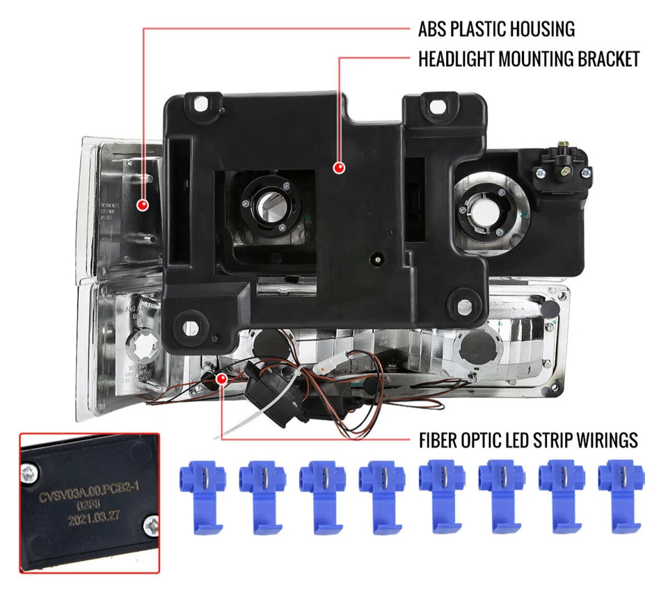 Faros para camioneta C10 Chevy Suburban Tahoe + señal de giro + esquinas LED ahumado DRL U Foto 3 de 3