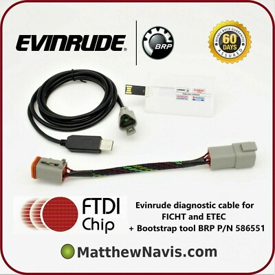 Evinrude diagnostic kit USB Cable for FICHT and ETEC + Bootstrap BRP P/N 586551