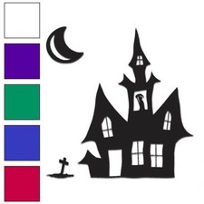 Haunted House Halloween - Vinyl Decal Sticker - Multiple Colors  Sizes - 6098