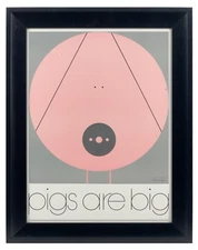 Edie Harper Pigs Are Big — Framed and Signed Print 22.5" x 28.5"
