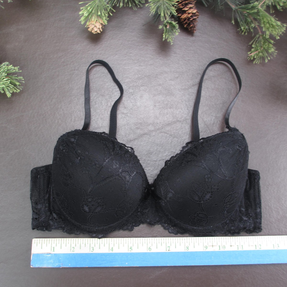 René ブラックジレ34 Rene Rofe Bra 34C Black Lace Padded Underwire Adjustable Clasp