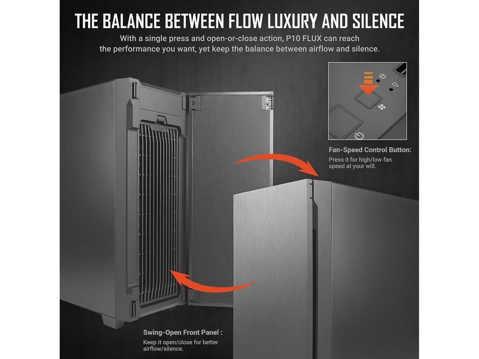 Antec P10 FLUX ATX Computer PC Case 5x120mm Fans Reversible & Swing-Open - Image 3 of 4