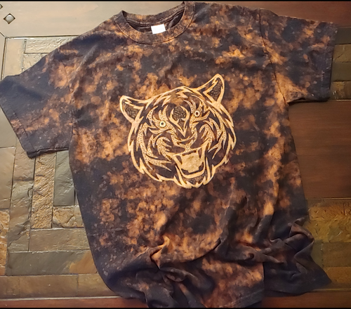 Tiger Head Bleached Distressed T-Shirt 