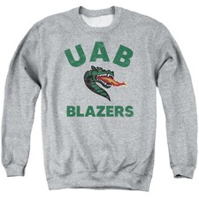 UAB Adult Crewneck Sweatshirt Blazers Logo, Athletic Heather, S-3XL