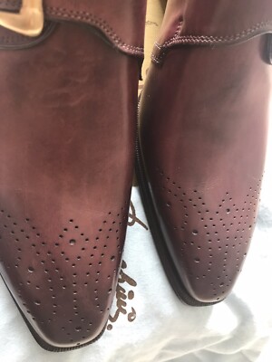 STEFANO BRANCHINI Size 8.  Monk-Strap Wingtip Brogue Dress Shoes U.V.P.550 