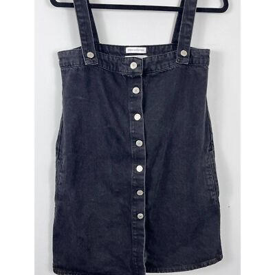 Urban Outfitters Denim Overall Black Jean Button Front Dress Size Small