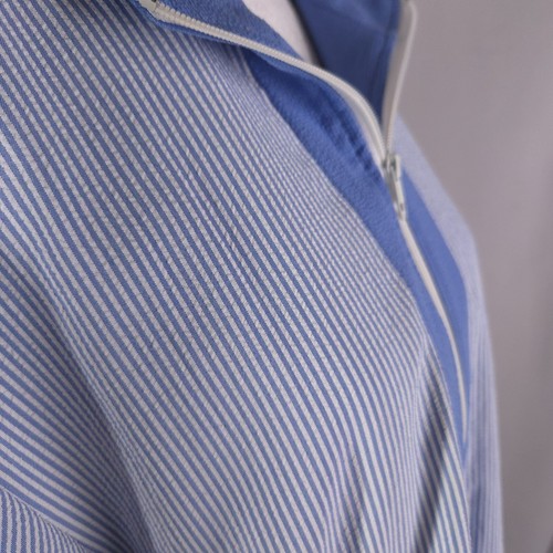 Vintage Alfred Dunner Jacket Womens 10 Blue Seersucker Striped Zip Coastal Prep - Picture 7 of 13