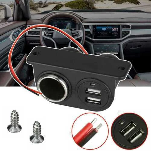 12V Dual USB Car Cigarette Lighter Socket Splitter Charger Power Adapter Outlet - Image 2 of 4