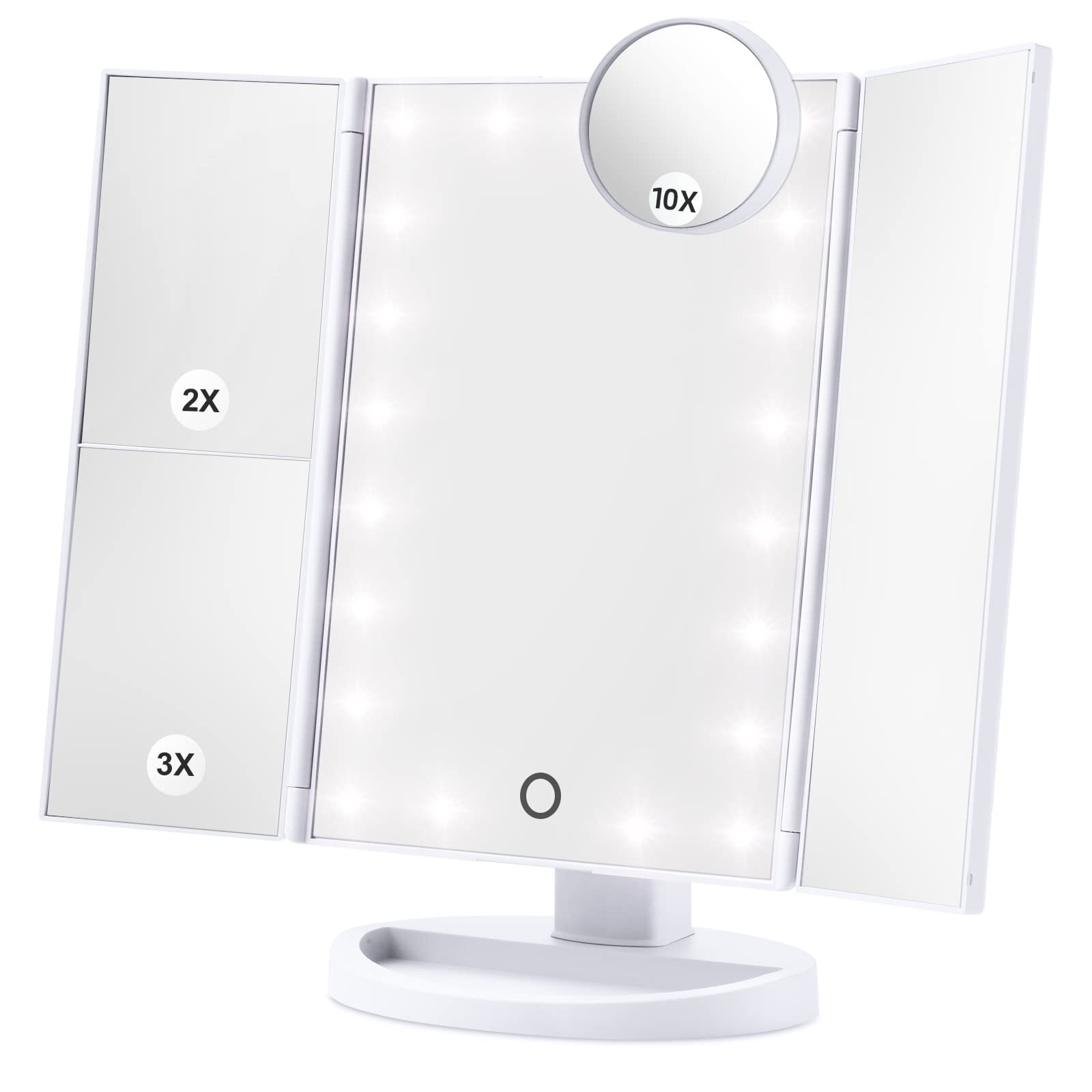 LED Vanity Mirror with 1X 2X 3X Magnification & Adjustable Lights-image