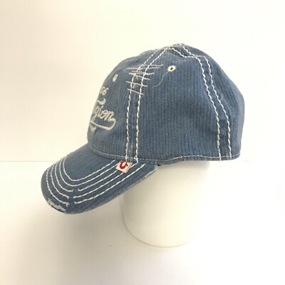 True Religion Brand Jeans Men's Fitted Flex White Stitch Denim Hat
