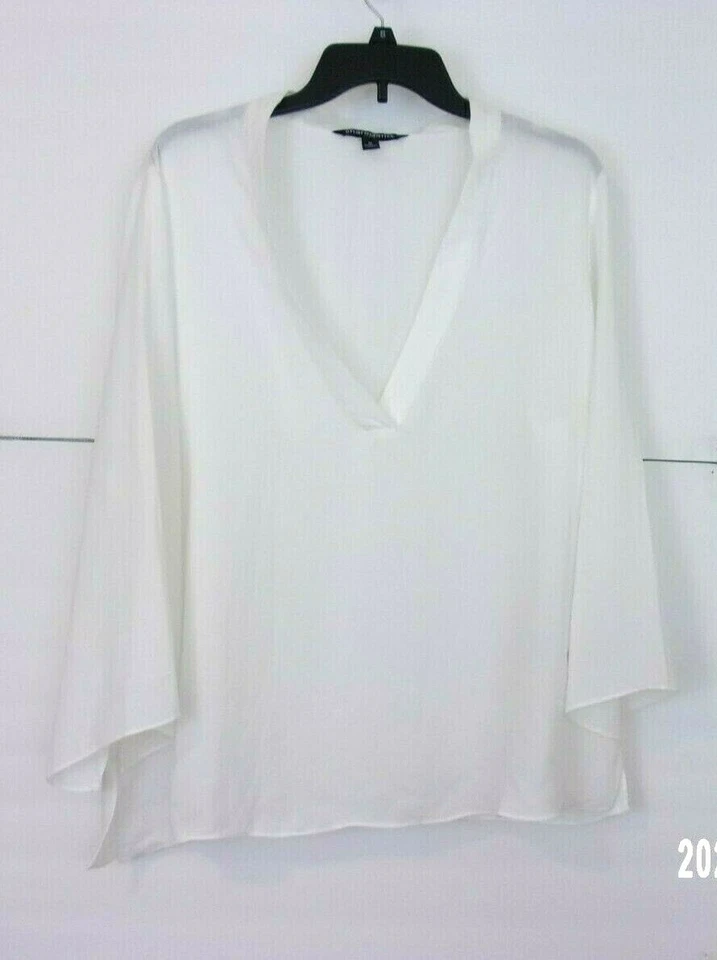 Sharagano Blouse Womens Size XL White V Neck Split Long Sleeves IN STOCK NOW  - Image 4 of 4