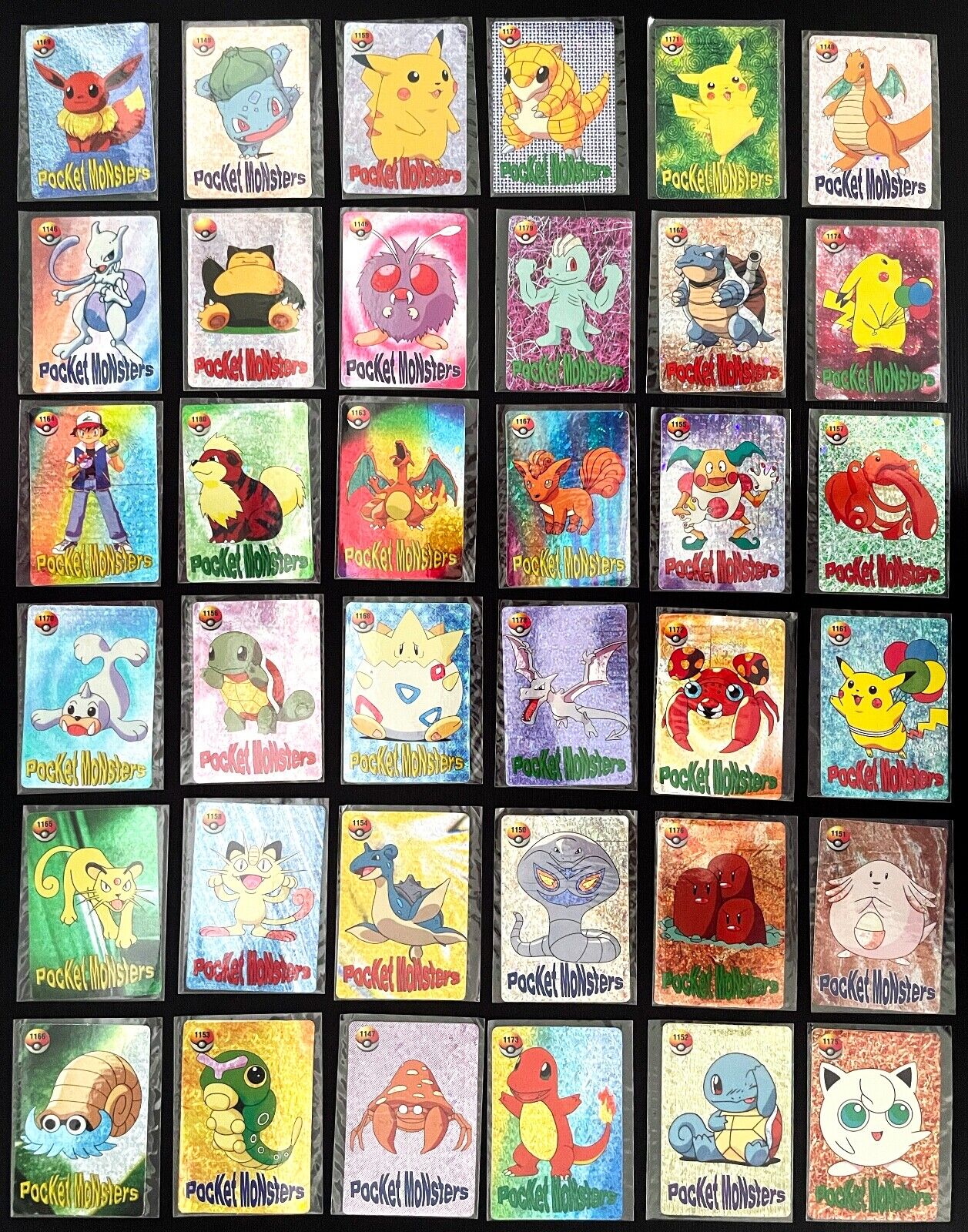 Pikachu Japanese Pokemon Pocket Monsters Vending Prism Holo Sticker Lot (490)