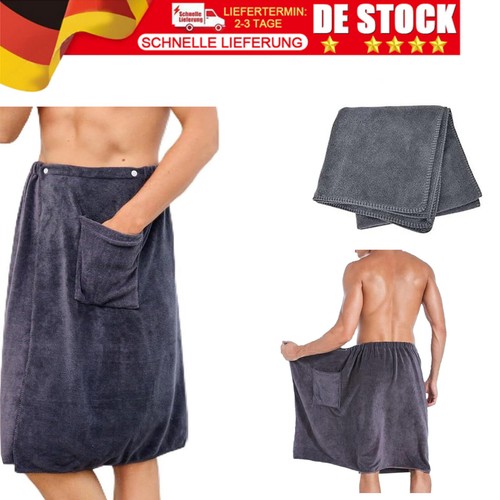Sauna Kilt Herren Saunarock Männer Handtuch mit Knöpfen & Tasche Gr.70X140CM DHL