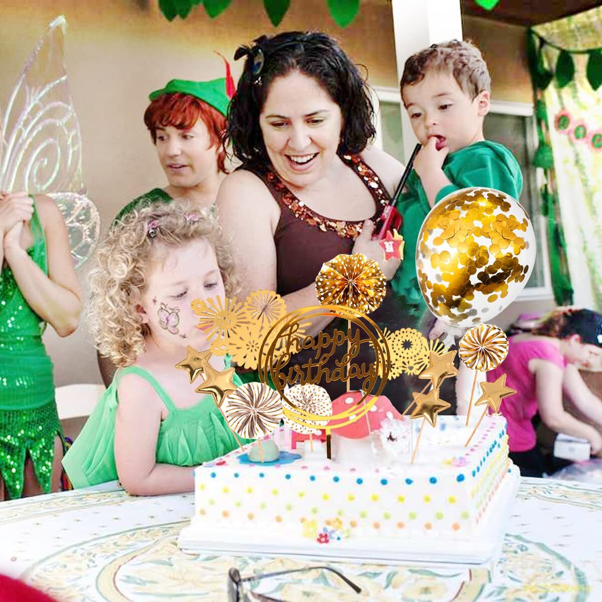 BURGEON Tortendeko 80. Geburtstag – 13-teilig, Gold-schwarz Glitzernd, Kuchen-Topper & Deko-Sterne, Für Geburtstagstorte