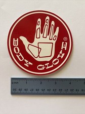 The BODY GLOVE     VINYL RED  WHITE STICKER / DECAL 4  X 4  