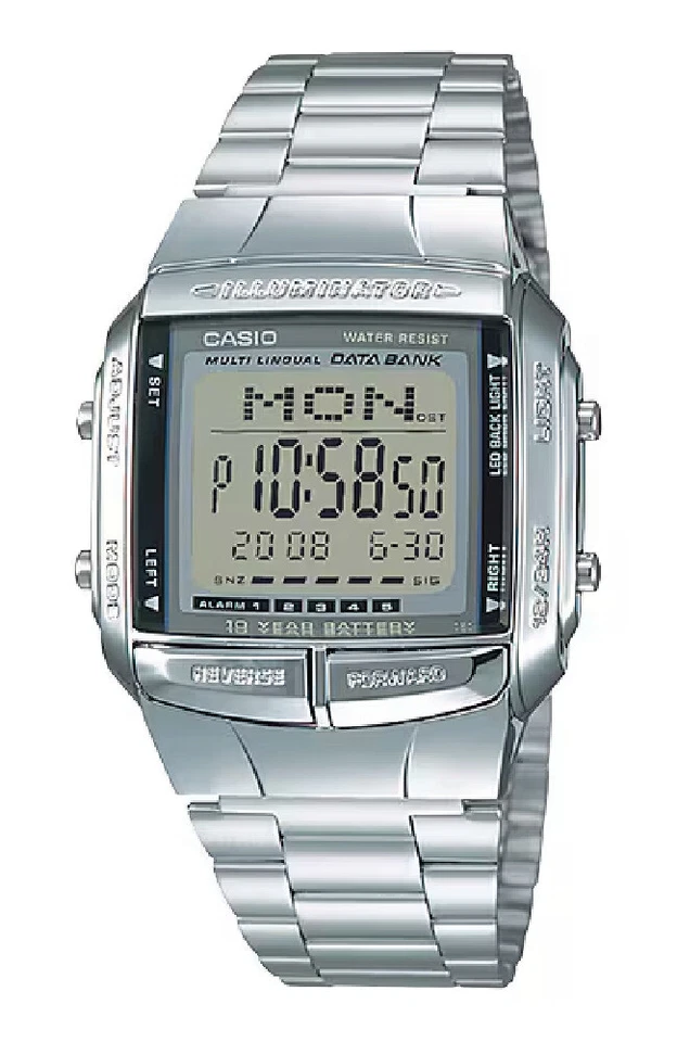 OROLOGIO CASIO DB-360N-1A DIGITALE VINTAGE METALLO CROMATO LED LUNGA BATTERIA - Immagine 2 di 2