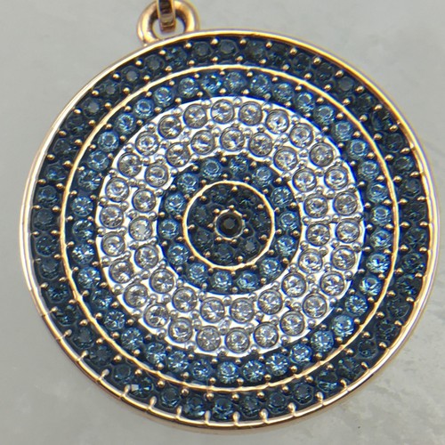 SWAROVSKI 5429126 Luckily Pave Blue White Crystal Disc Evil Eye Pendant Necklace - Picture 10 of 24
