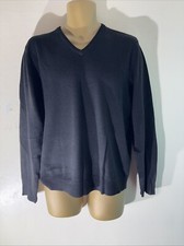 Mens M S Blue Harbour Large Black Thin Knit Long Sleeve Pullover Jumper Sweater