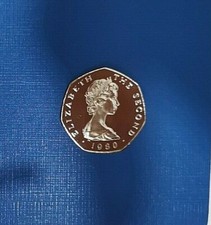 1980 Isle of Man Viking 50p Fifty Pence Coin New York Odins Raven Edge  AC Rare