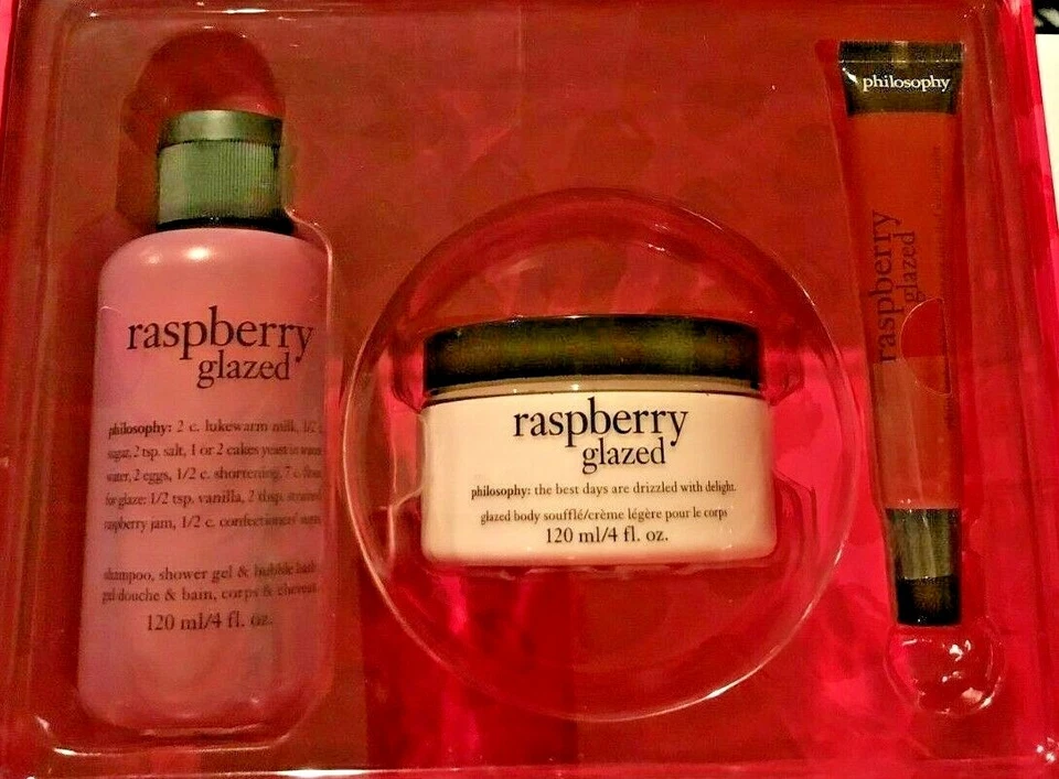 Philosophy Raspberry Glazed Trio Shower Gel, Lotion & Gloss Limited ED  NIB - Image 2 of 4