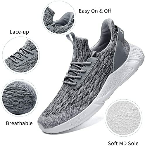 Men's Running Shoes Air Knit Mesh Breathable Sport. Shoes.Shock Cushioning - Picture 210 of 258