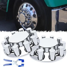 Chrome ABS 33mm Thread-On Axle Cover Hub Caps and Lug Nut Covers for Semi Truck
