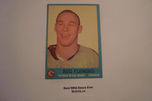1962 63 Topps Hockey  #42 Reg Fleming Card Chicago Blackhawks Crease Free