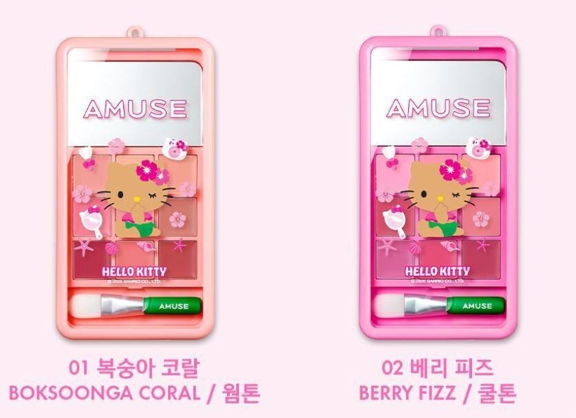 Hello Kitty コスメ4点セット(AMUSE、BANILA COなど) AMUSE x Tanning Hello Kitty Lip & Cheek Palette Phone 4.5g 2025 S