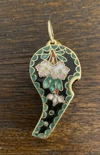 Vintage Cloisonne 1-1/2" functional whistle crafted in China circa 1970