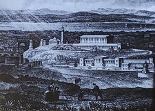Drawing, CALTON HILL COMPLEX, Edinburgh, Scotland, Magic Lantern Glass Slide
