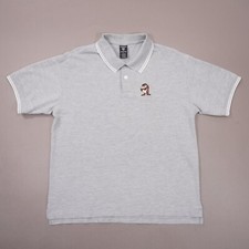 Vintage 90s Taz Looney Tunes Warner Bros Studio Store Polo Shirt Men Medium Gray