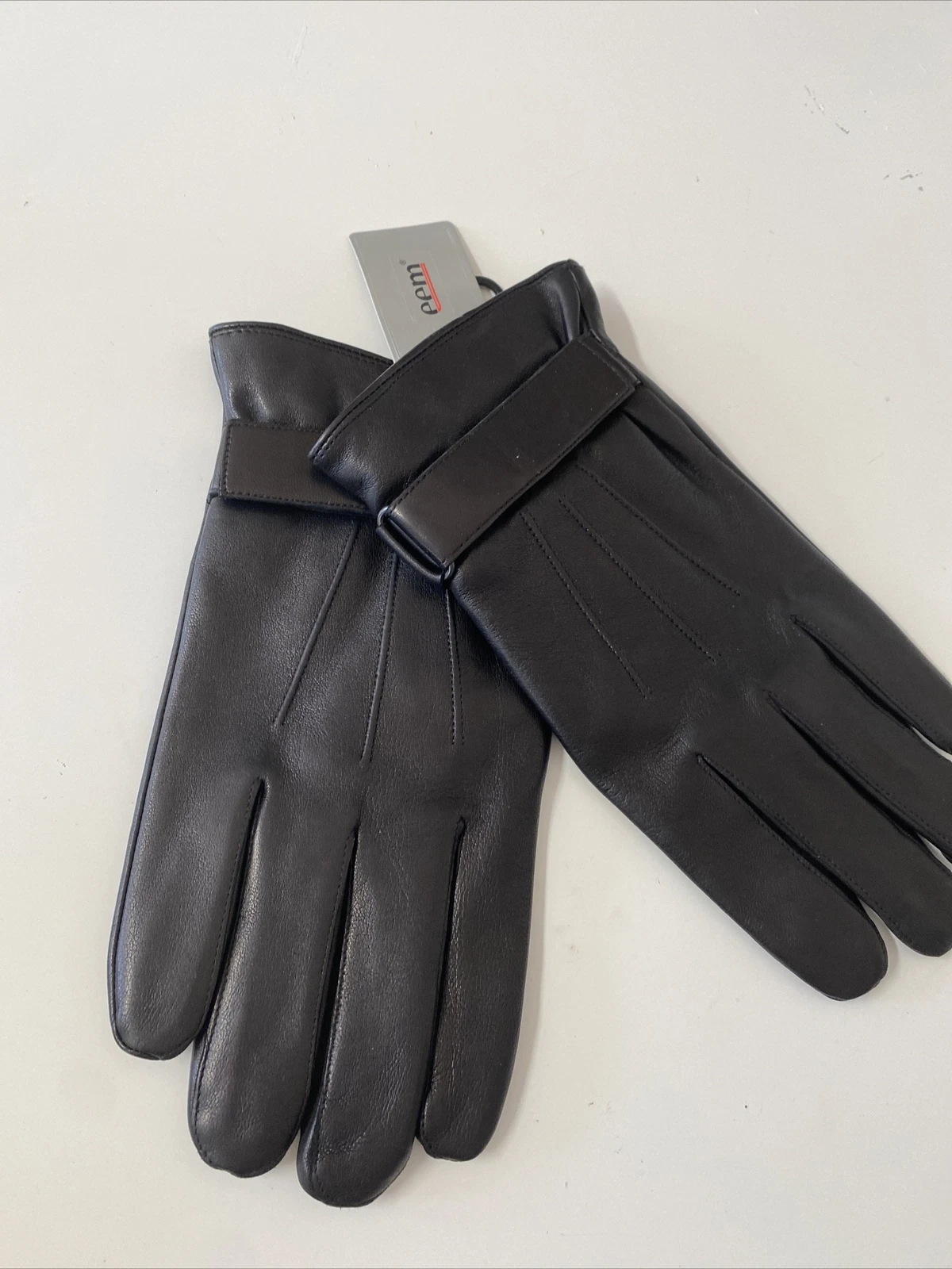 Men's Premium Shearling Sheepskin Fur Lined Leather Gloves Black
