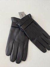 Men's Premium Shearling Sheepskin Fur Lined Leather Gloves Black